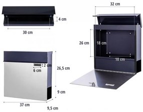 STILISTA Fali postaláda 37 x 36 x 10,5 cm acél