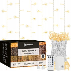 Fényfüggöny 300LED 3x3 Karácsonyi Lámpák Karácsonyfa Füzér Ablak Távirányító