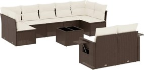 vidaXL 10 részes barna polyrattan kerti ülőgarnitúra párnákkal