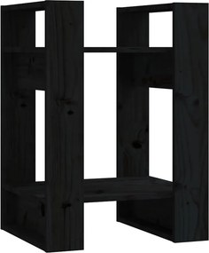 vidaXL fekete tömör fenyőfa könyvszekrény/térelválasztó 41x35x57 cm