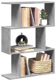 3 szintes betonszürke fa térelválasztó könyvespolc 70x24x97 cm