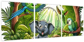 Kép - Vidám állatkák (órával) (90x30 cm)