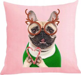 Karácsonyi Bulldog párna párnahuzat