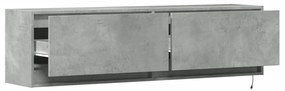 betonszürke falra szerelhető TV-szekrény LED-del 140x31x38 cm
