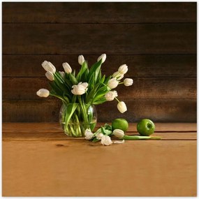 Poszterek 30x30 Fehér tulipánok vázában