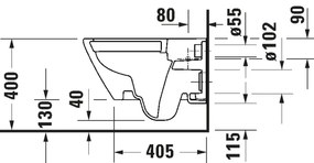 Duravit 29030900212 - Perem nélküli függesztett WC D-CODE, kerámia / fényes fehér