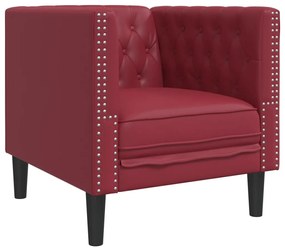 bordó műbőr Chesterfield kanapéfotel