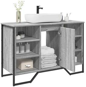 Szürke sonoma szerelt fa fürdőszobai mosdószekrény 91x35x60 cm