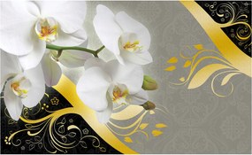 Fotótapéta flizelina Orchideák Arany elegancia és modernitás 200x140 +ragasztó