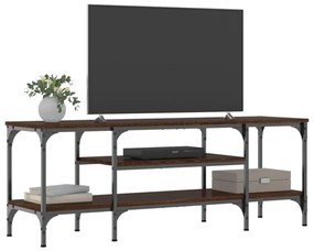 barna tölgyszínű szerelt fa és vas TV-szekrény 121x35x45 cm