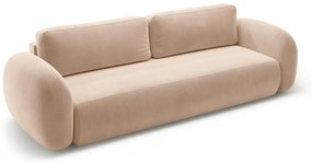 Bézs bársony kinyitható-tárolóhelyes kanapé 262 cm Tonale – Cosmopolitan Design
