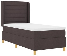 Boxspring Ágy Matrac és LED Sötétbarna 80x200 cm Szövet