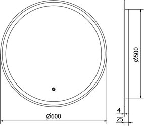 Mexen Gobi megvilágított fürdőszobai tükör, kerek 60 cm, LED 6000K, páramentesítő - 9801-060-060-611-00