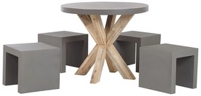 Négyszemélyes kerek beton étkezőasztal hokedlikkel OLBIA/TARANTO Beliani