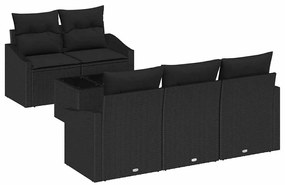 vidaXL Kanapé Szett párnával párnával 6 pcs Fekete polirattan