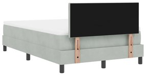 Boxspring Ágy Matrac Fényes Szürke 120x200 cm Bársony