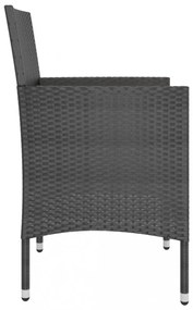 4 részes fekete kerti polyrattan szék- és zsámolyszett