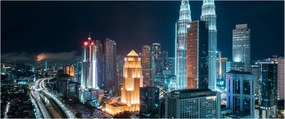 Kép - Éjszaka Kuala Lumpurban (120x50 cm)