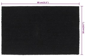 ajtószőnyeg Fekete 50x80 cm Tuftolt kókuszrostos szőnyeg