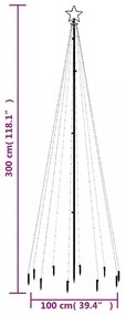 hideg fehér fényű karácsonyfa tüskével 310 LED-del 300 cm