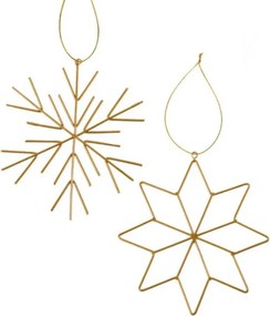 2 db karácsonyi dísz GOLDEN SNOW fémből, 11,5 cm, arany