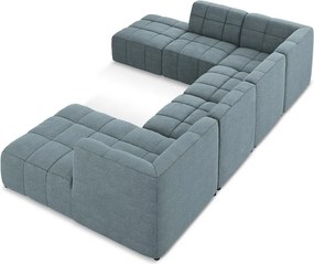 Kék buklé sarokkanapé (U alakú) Aloha – Makamii