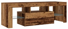 antik fa színű szerelt fa TV-szekrény LED-ekkel 120x36,5x40 cm