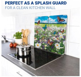 Edzett üveg tűzhely fedőlap szett 2 db-os 52x30 cm Summer Meadow – Maximex