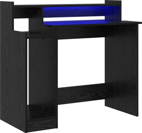 vidaXL Asztal LED -es lámpákkal Fekete tölgy 97 x 45 x 90 cm Faanyag