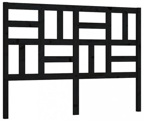 fekete tömör fenyőfa ágyfejtámla 126x4x104 cm