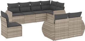 vidaXL 8 részes világosszürke polyrattan kerti ülőgarnitúra párnával