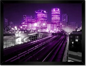 Poszterek keretben 40x30 Lila felhőkarcolók a városban