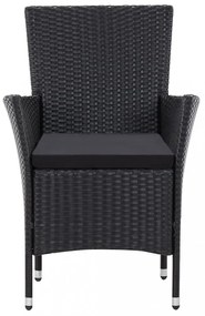 9 részes fekete polyrattan kültéri étkezőgarnitúra