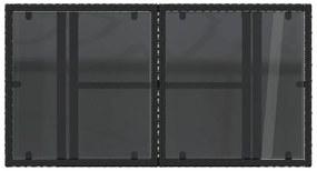 fekete polyrattan üveglapos kerti asztal 100 x 55 x 73 cm