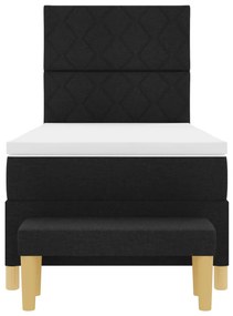 Box Spring Ágy Matraccal és Pad Fekete 90x200 cm Szövet