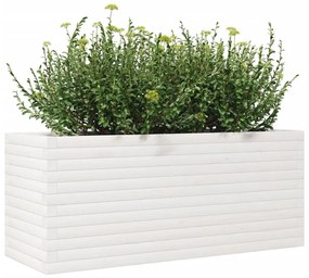 fehér tömör fenyőfa kerti virágláda 110 x 40 x 45,5 cm