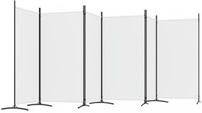 6 paneles fehér szövet térelválasztó 520x180 cm
