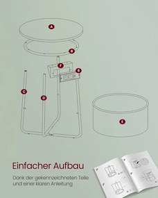 Kerek dohányzóasztal USB töltő porttal, kis asztal aljzattal, erdőzöld és krémfehér