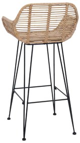 Bárszék 2 pcs Természetes 55 x 52 x 92 cm Rattan és Vas