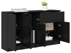 Széf fiókkal 3 pcs Musta tammi Faanyag