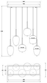 Globo 15345-6 - BLACKY 6xE14/40W/230V fekete függeszték
