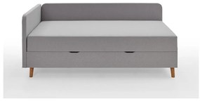 Világosszürke kárpitozott egyszemélyes ágy tárolóhellyel 90x200 cm Cabana – Meise Möbel