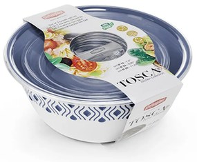 STEFANPLAST Műanyag tál Tosca, fehér/kék, 3 darabos készlet, fedővel