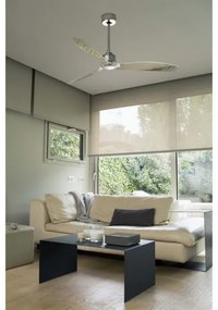 FARO 33394 - Mennyezeti ventilátor JUST FAN fényezett króm/átlátszó + távirányító