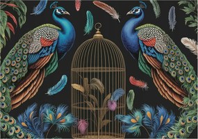 Divatos Flizelin Fali Tapéta Furnér Egzotikus Páva 312x219 Ragasztó