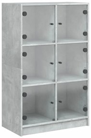 betonszürke szerelt fa magasszekrény ajtókkal 68 x 37 x 109 cm