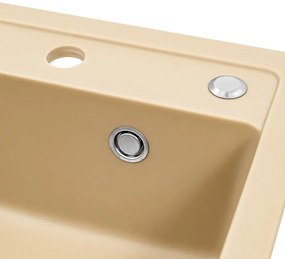 Nia szögletes egy medencés gránit mosogató szifonnal bézs