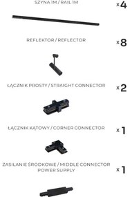 Zuma Line 3586 - Sínrendszeres spotlámpa LISA 8xGU10/35W/230V fekete