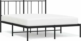 vidaXL fekete fém ágykeret fejtámlával 120 x 200 cm