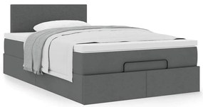 Ottomán ágy matraccal sötétszürke 120x190 cm szövet